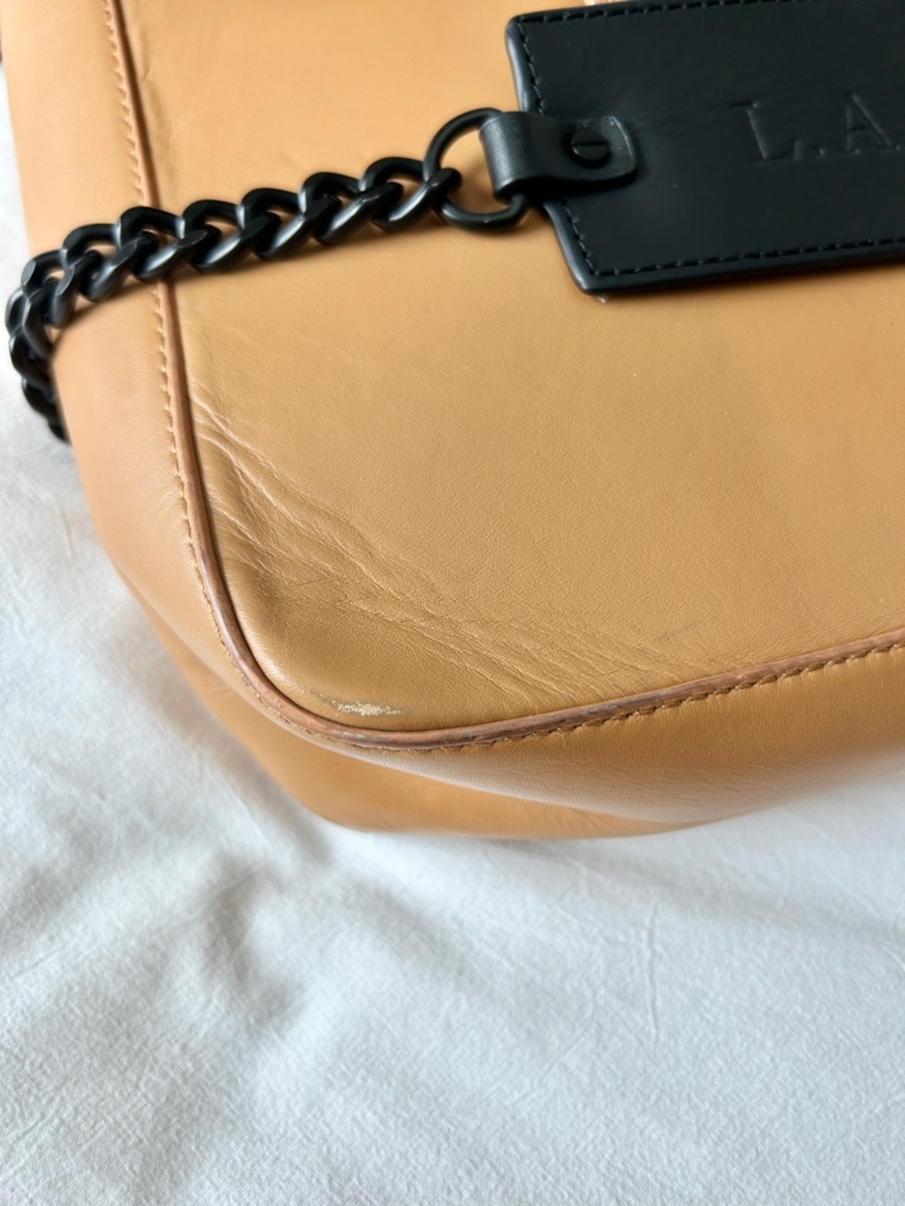 L.A.M.B. Tan Leather Shoulder Bag - Picture 4 of 9